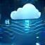 Cloud technology graphic with diagrams of interconnected cloud services